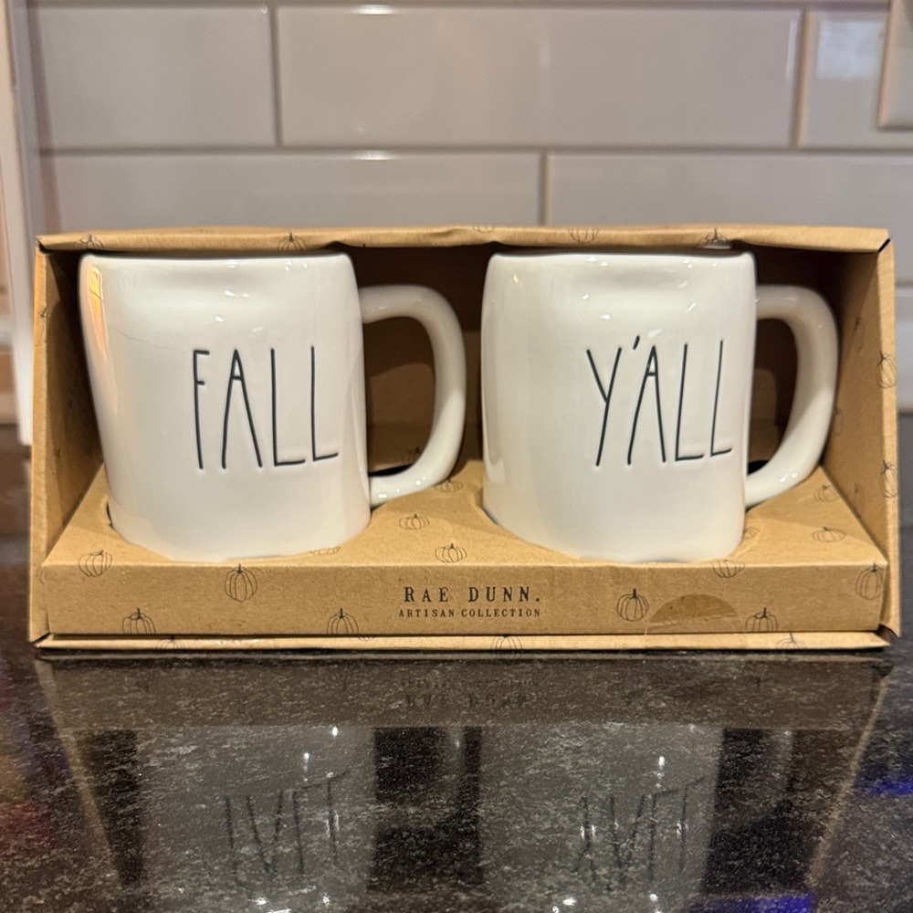 New Rae Dunn Cream 'Fall Y'all' Mug Duo